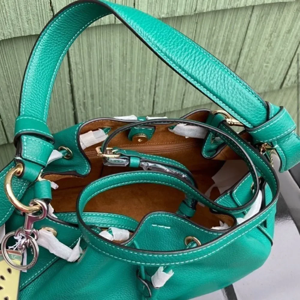 Coach Limited SET Shoulder & Crossbody Purse, Bag With Melon Slice Charm Leather
